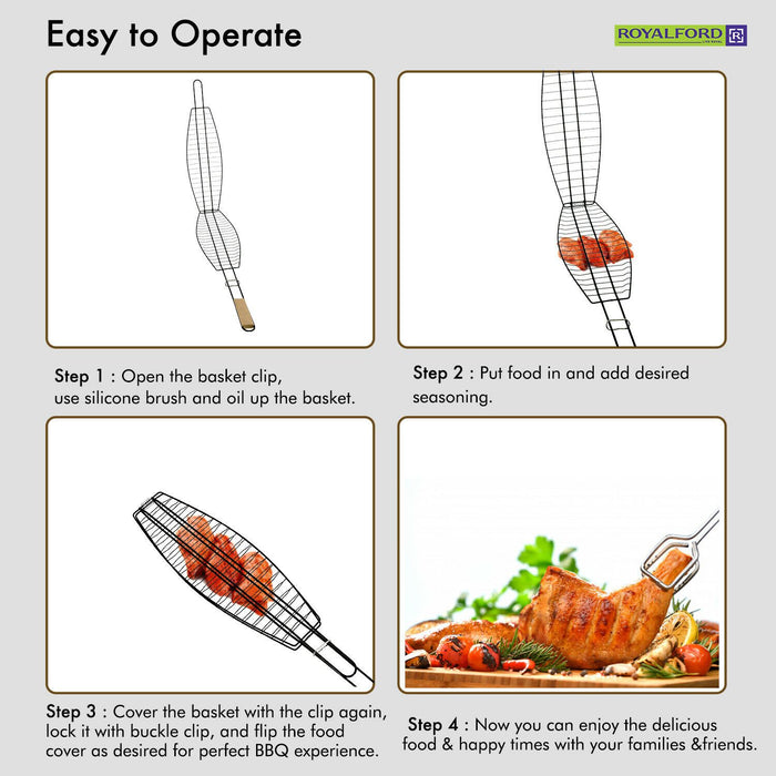 Royalford Portable Folding Barbeque Grilling Basket Geepas | For you. For life.