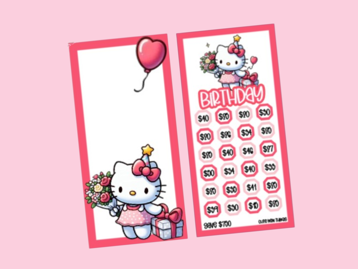 Savings Insert & Envelope Bundle | Kitty Birthday | 750