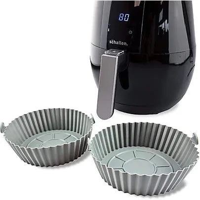 Schallen Round Circular Reusable Easy Clean Silicone Air Fryer Liners Pot Basket Tray Pack of 2 - Grey | 325366 from Schallen - DID Electrical
