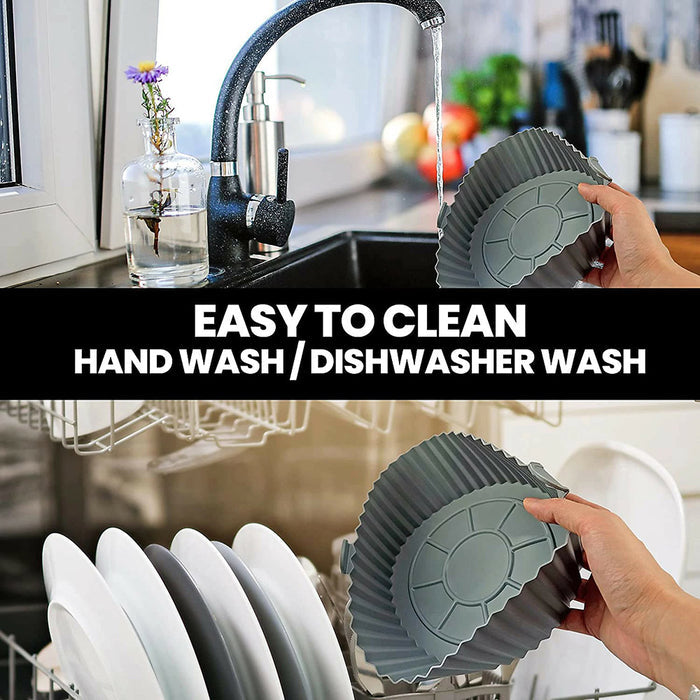 Schallen Round Circular Reusable Easy Clean Silicone Air Fryer Liners Pot Basket Tray Pack of 2 - Grey | 325366 from Schallen - DID Electrical