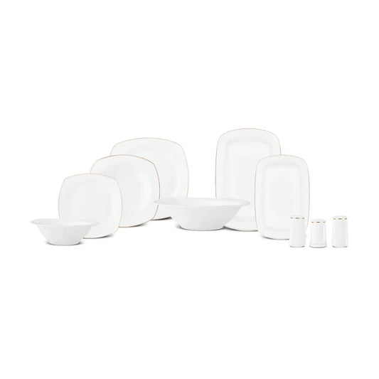 Service de Table Karaca Timeless 59 Pièces en Porcelaine Demi-Carré pour 12 Personnes, Or