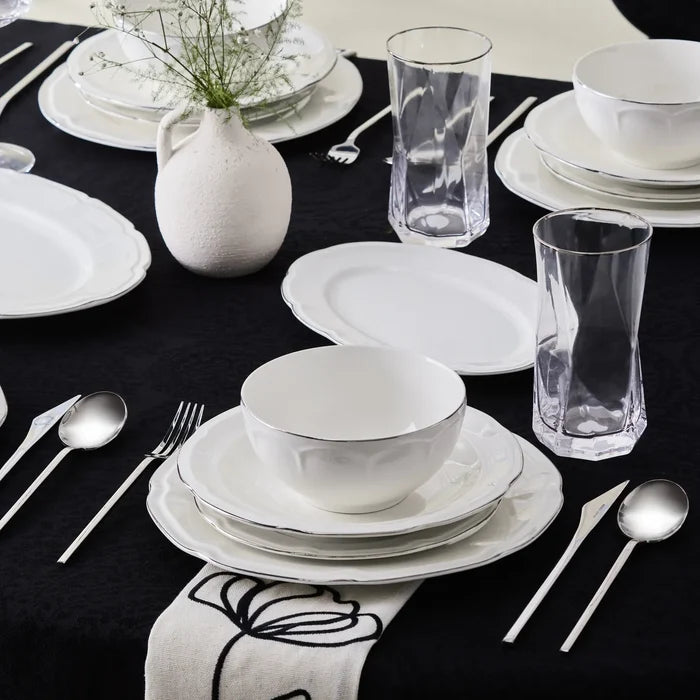 Service de table Karaca Tobias pour 12 personnes, 56 pièces, platine