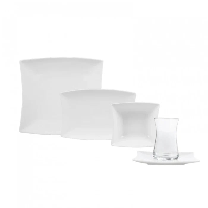 Service Petit Déjeuner Karaca New Perfect White pour 6 personnes, 26 pièces carrées/rectangulaires