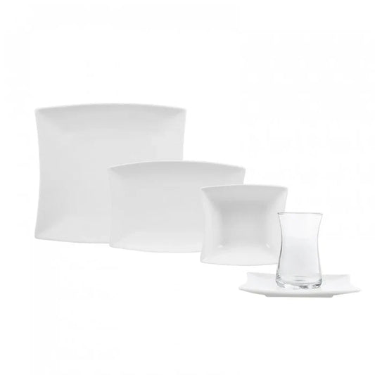 Service Petit Déjeuner Karaca New Perfect White pour 6 personnes, 26 pièces carrées/rectangulaires