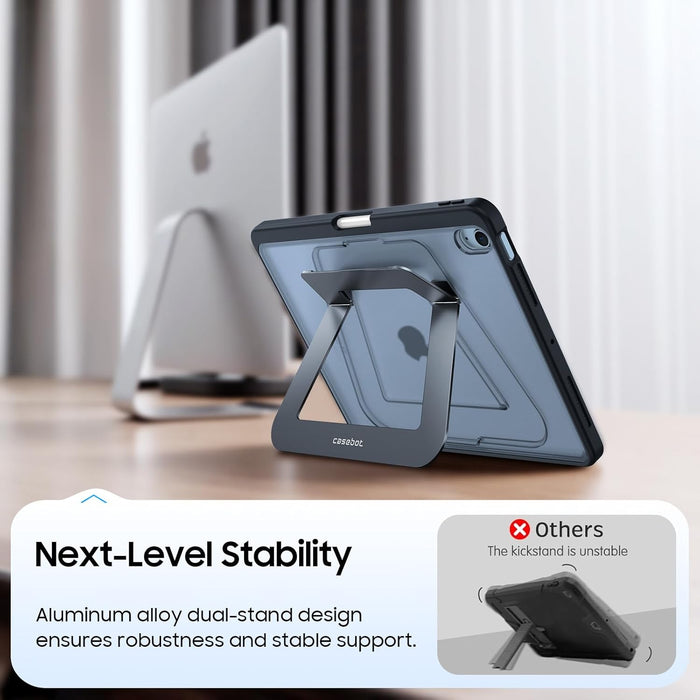 Shockproof Case for iPad Air 11 (M4/M3/M2 Chip) w/Multi-Angle Kickstand, Slim Frosted Back Cover | Fintie