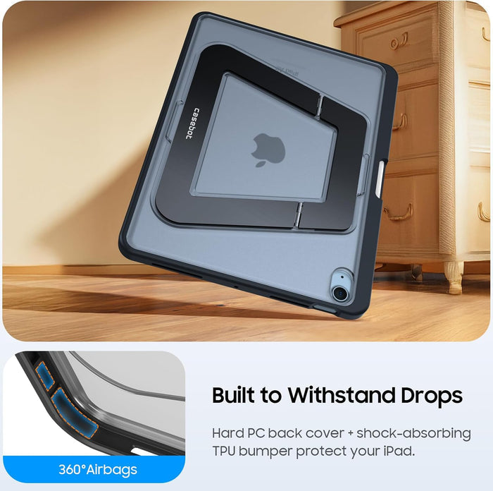 Shockproof Case for iPad Air 11 (M4/M3/M2 Chip) w/Multi-Angle Kickstand, Slim Frosted Back Cover | Fintie