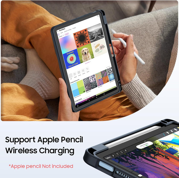 Shockproof Case for iPad Air 11 (M4/M3/M2 Chip) w/Multi-Angle Kickstand, Slim Frosted Back Cover | Fintie