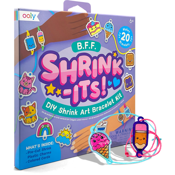 OOLY Shrink-its! DIY Shrink Art Bracelet Kit - BFF quarter angle of packaging