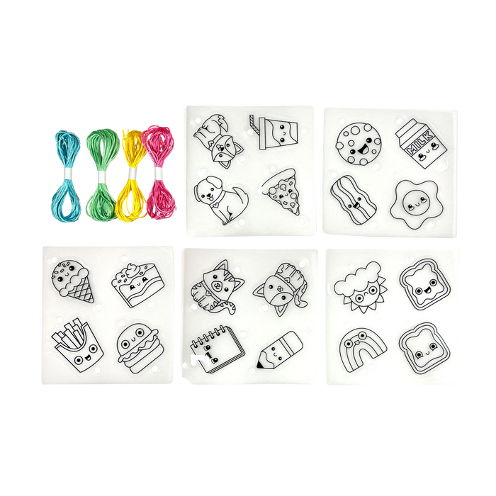 Colored cords and charm sheets from the OOLY Shrink-its! DIY Shrink Art Bracelet Kit - BFF