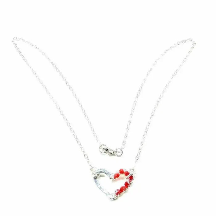AMD1011 Silver Red Crystal Hammered Heart Necklace AlexaJewelryNecklace$ 52.00Alexa Martha Designs