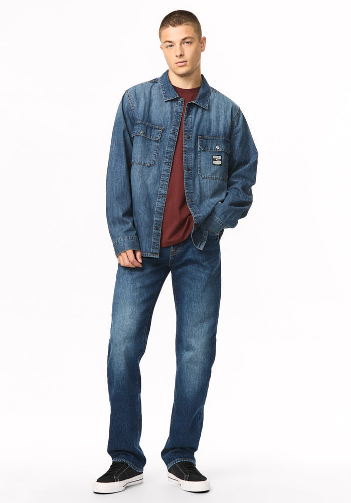 Simon Men's Oversized Denim Work Shirt, Blue Denim - BM26291