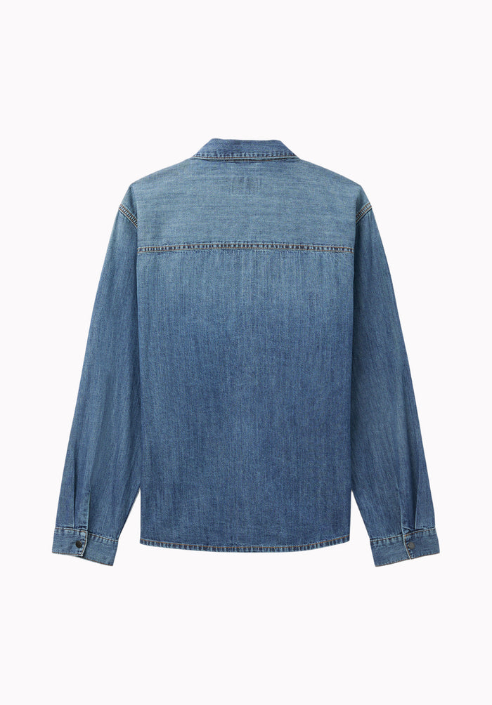 Simon Men's Oversized Denim Work Shirt, Blue Denim - BM26291