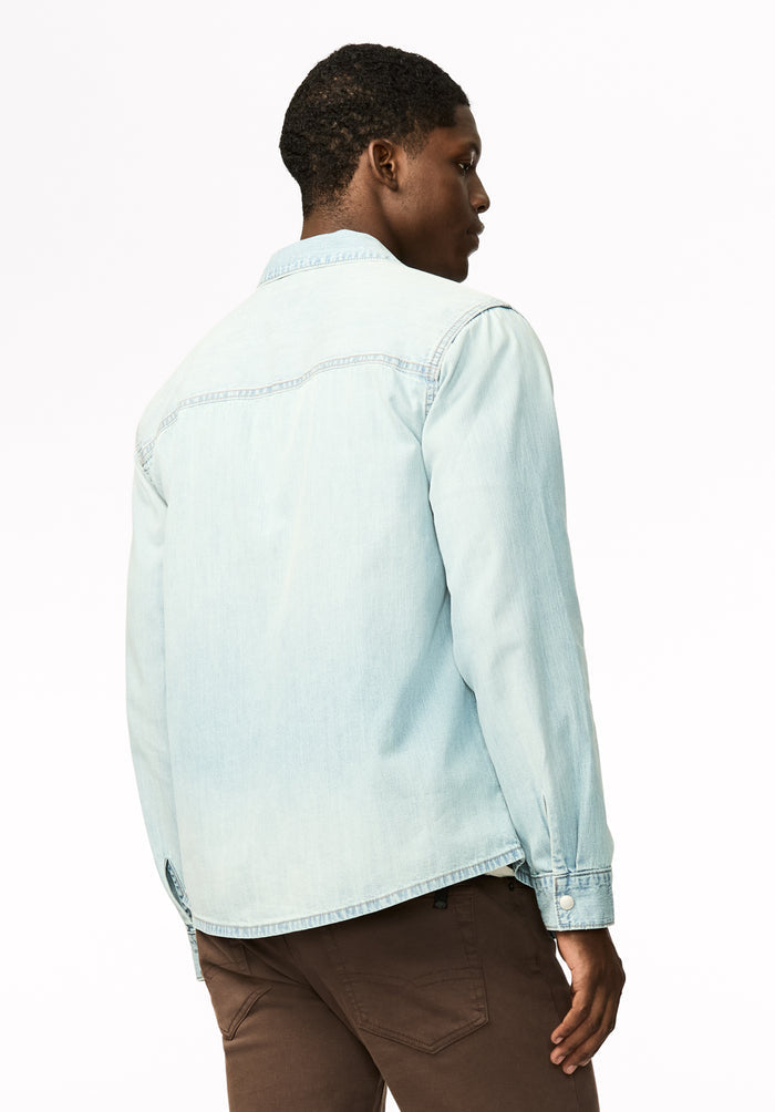 Simon Men's Oversized Denim Work Shirt, Light Blue Wash - BM26290