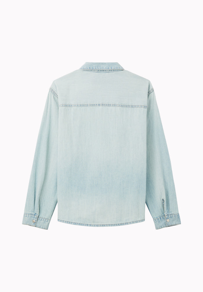 Simon Men's Oversized Denim Work Shirt, Light Blue Wash - BM26290