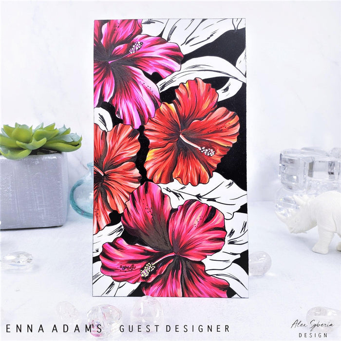 Sketched Hibiscus Digital Stamp - Alex Syberia Designs