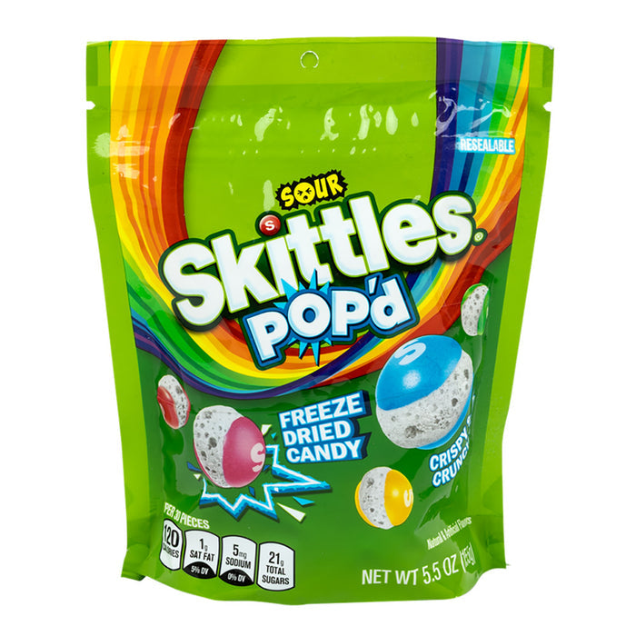 Skittles Pop'd Sour Freeze Dried Candy Pouch - 8 Count
