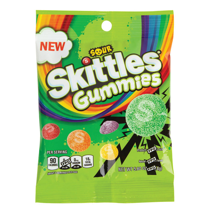 Skittles Sour Gummy Candy Peg Bag - 12 Count