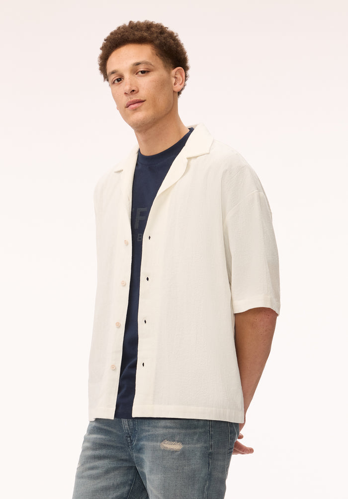 Buffalo Men Shirts White Woven Woven Long Sleeve Relaxed Fit Open Collar