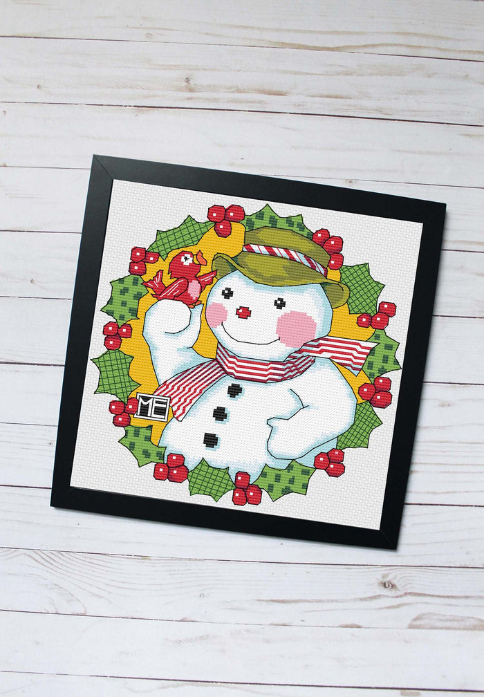 Snowman Wreath Counted Cross Stitch Leaflet