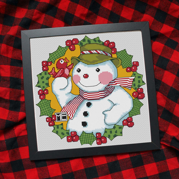 Snowman Wreath Counted Cross Stitch Leaflet