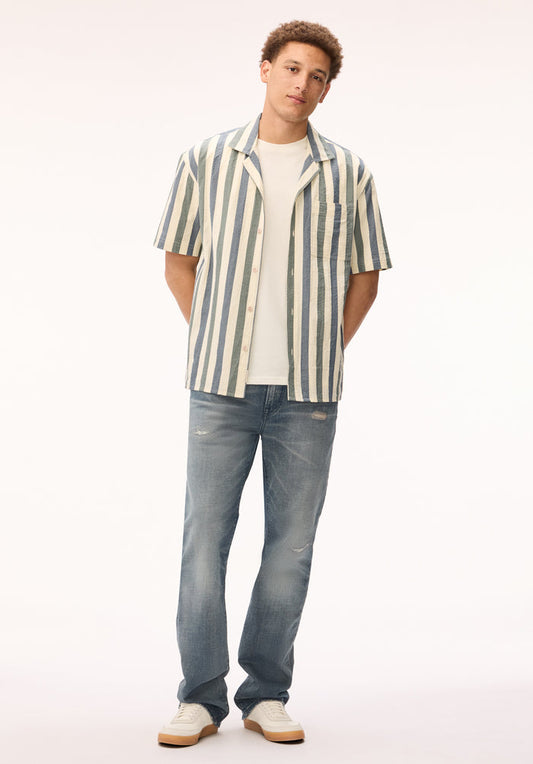 Buffalo Men Shirts White Woven Woven Short Sleeve Camp Collar Short Sleeve