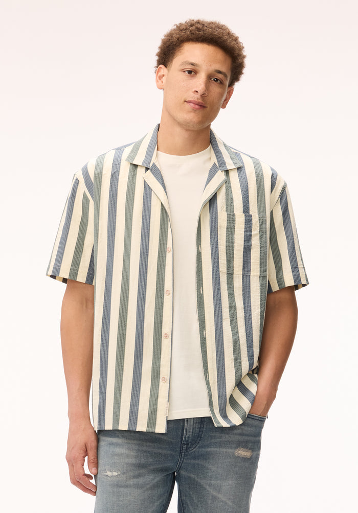 Buffalo Men Shirts White Woven Woven Short Sleeve Camp Collar Short Sleeve