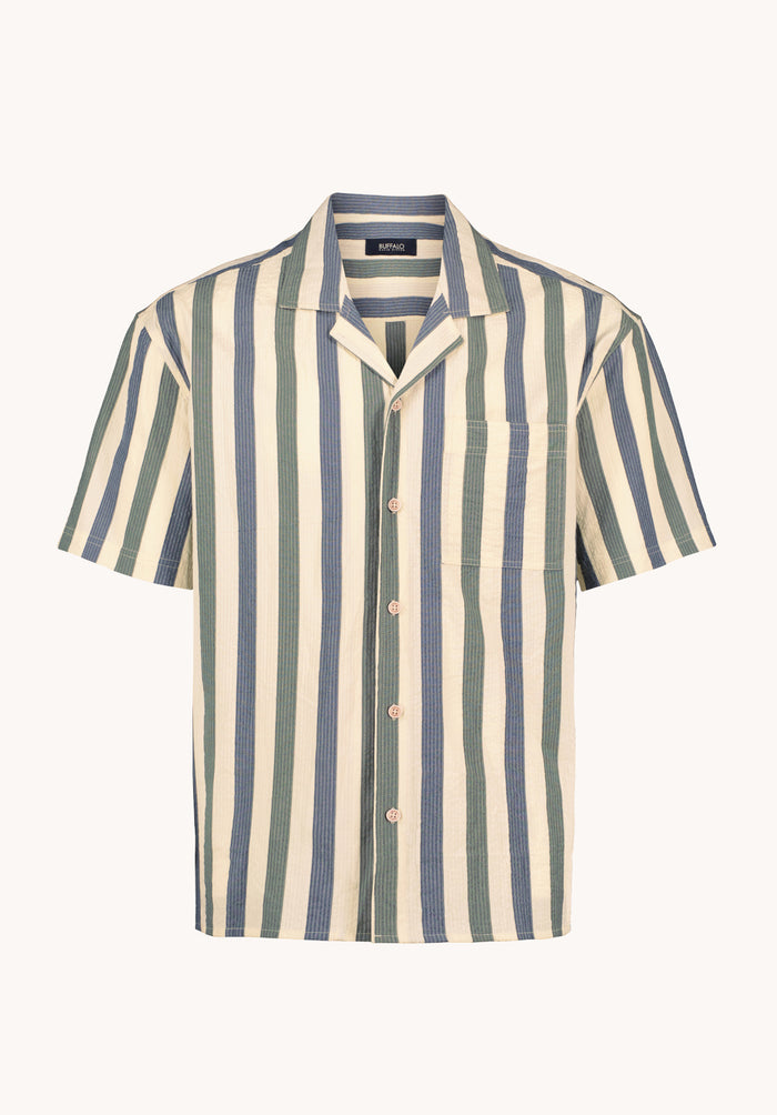 Buffalo Men Shirts White Woven Woven Short Sleeve Camp Collar Short Sleeve