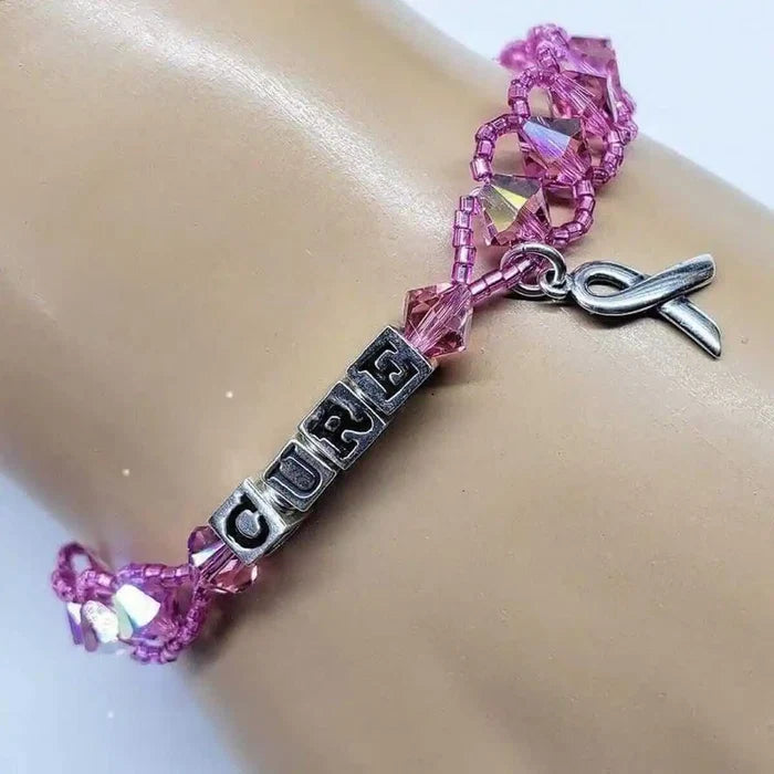 AMD1184 Sparkly Pink Breast Cancer Awareness Silver Ribbon BraceletJewelryBracelet$ 82.00Alexa Martha Designs