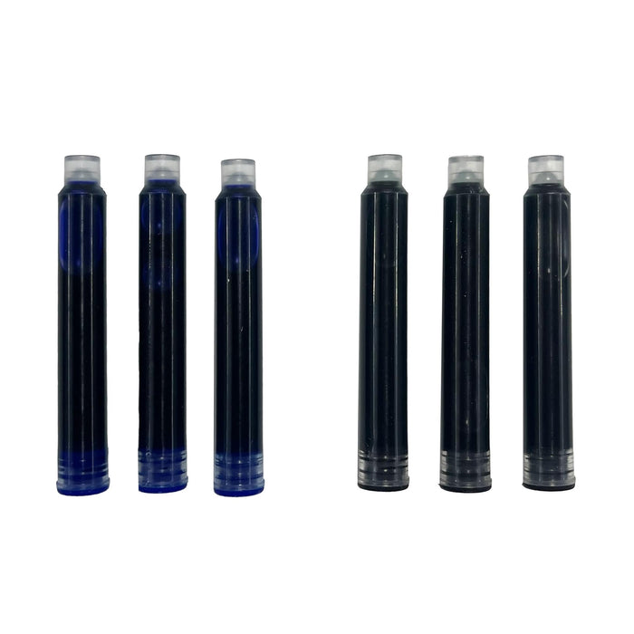 6 refills for the OOLY Splendid Duo Fountain Pens 3 Black & 3 Blue Ink Cartridges