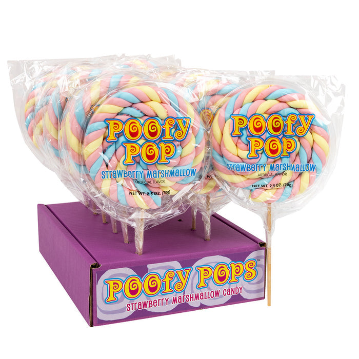 Squire Boone Strawberry Marshmallow Poofy Pop Candy - 12 Count