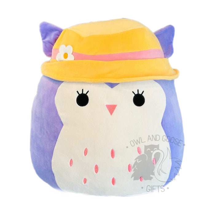 Squishmallow 16 Inch Holly the Owl with Bucket Hat Plush Toy - Owl & Goose Gifts