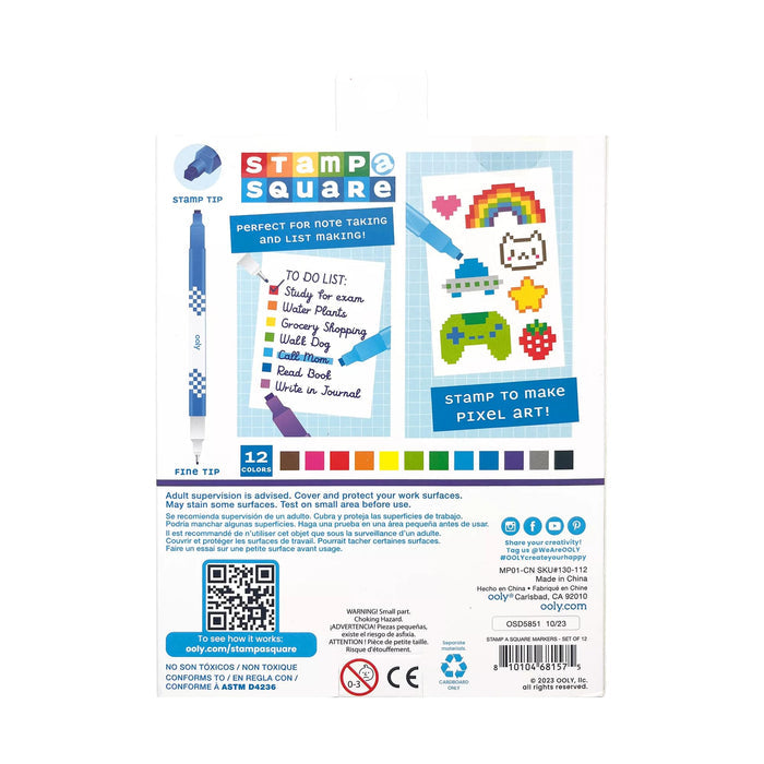 Stamp-A-Square Double Ended Markers back of packaging