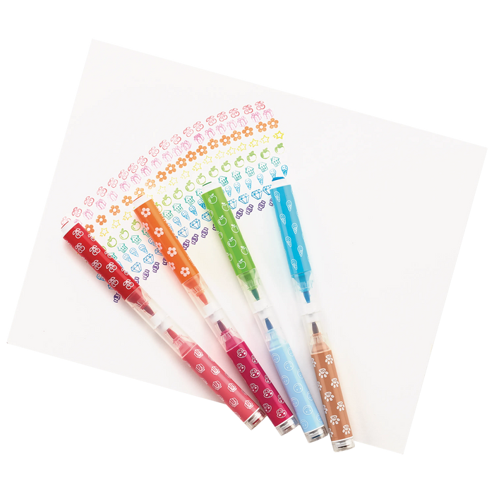 Stampables Double-Ended Stamp & Brush Markers stamp swatches and markers on white paper