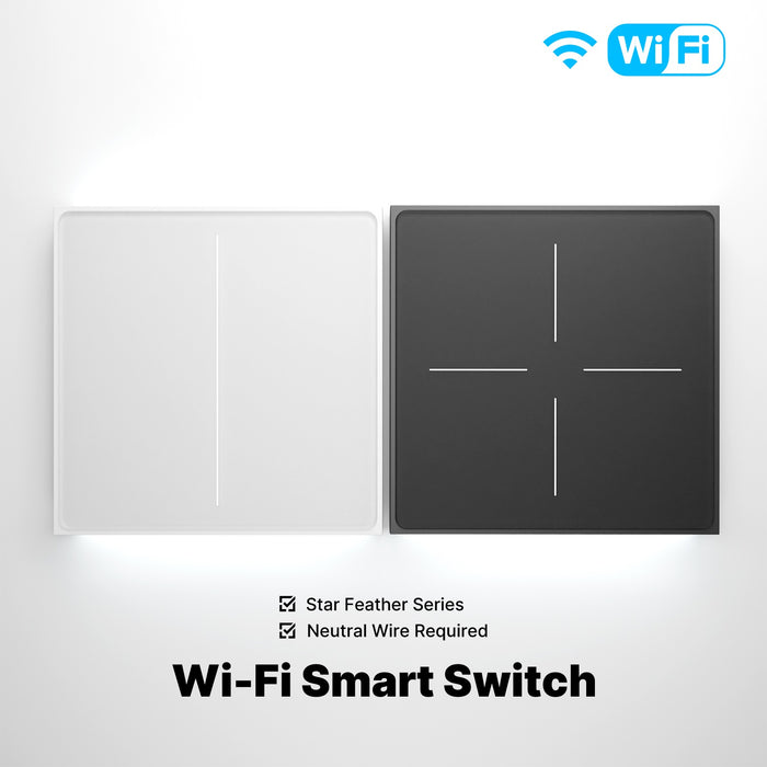 Star Feather Series WiFi Smart Switch Push Button With Neutral Wire Light Scene 2in1 Switch EU Version