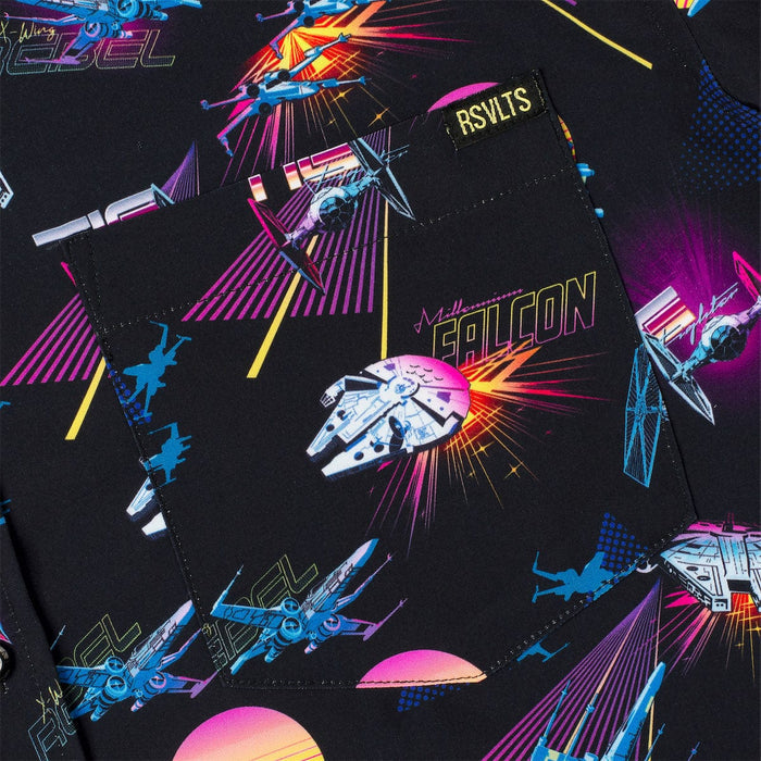 RSVLTS Star Wars Short Sleeve Shirt Star Wars™ "Synthwave Dogfight" – KUNUFLEX Short Sleeve Shirt Star Wars™ "Synthwave Dogfight" – KUNUFLEX Short Sleeve Shirt