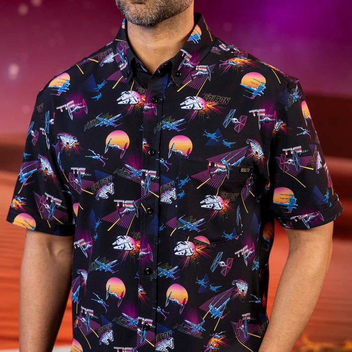 RSVLTS Star Wars Short Sleeve Shirt Star Wars™ "Synthwave Dogfight" – KUNUFLEX Short Sleeve Shirt Star Wars™ "Synthwave Dogfight" – KUNUFLEX Short Sleeve Shirt