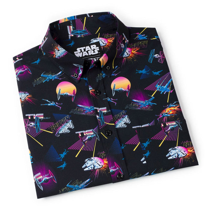 RSVLTS Star Wars Short Sleeve Shirt Star Wars™ "Synthwave Dogfight" – KUNUFLEX Short Sleeve Shirt Star Wars™ "Synthwave Dogfight" – KUNUFLEX Short Sleeve Shirt