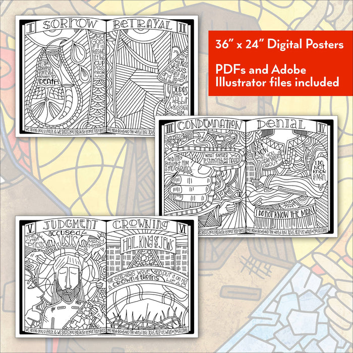 Stations of the Cross Coloring Posters