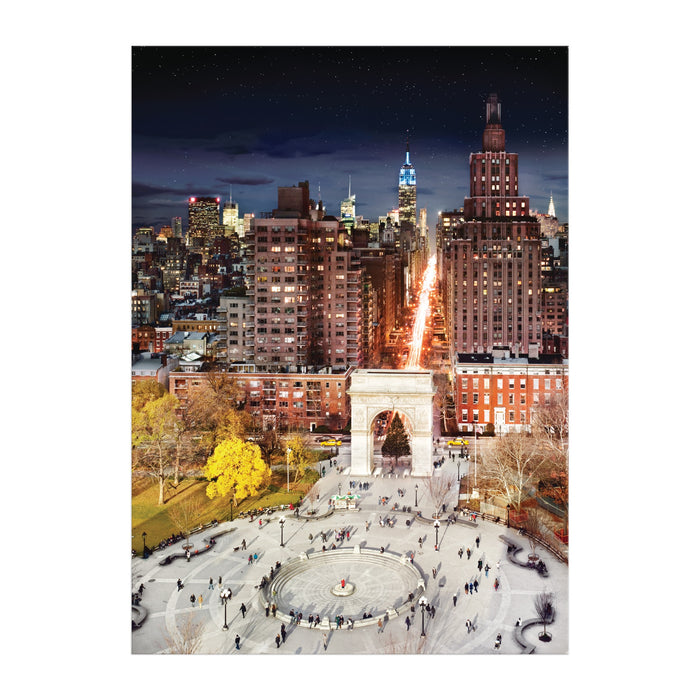 Experience New York’s Washington Square Park from day to night with the Stephen Wilkes Day To Night Washington Square Park 1000 Piece Puzzle, featuring the illuminated arch, city lights, and stunning nighttime scenery.