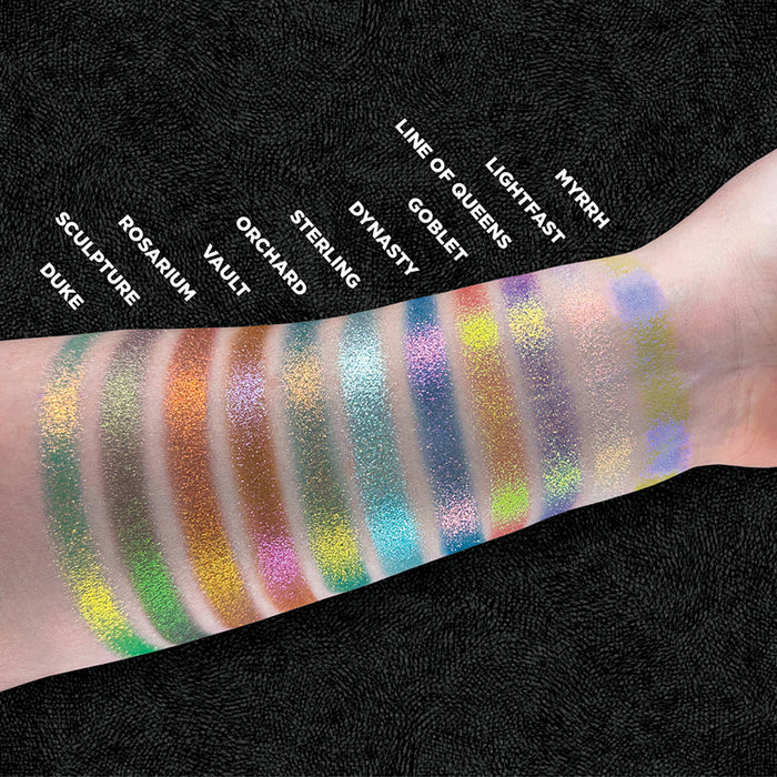 Top angled arm swatches of Sterling and the rest of the Holiday Expansion Bundle shades on fair skin tone.