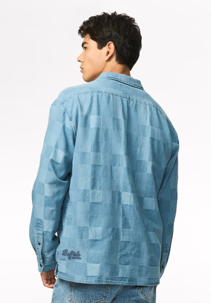 Stone Men's Long Sleeve Lightweight Denim Shirt, Vintage Indigo - BM24958