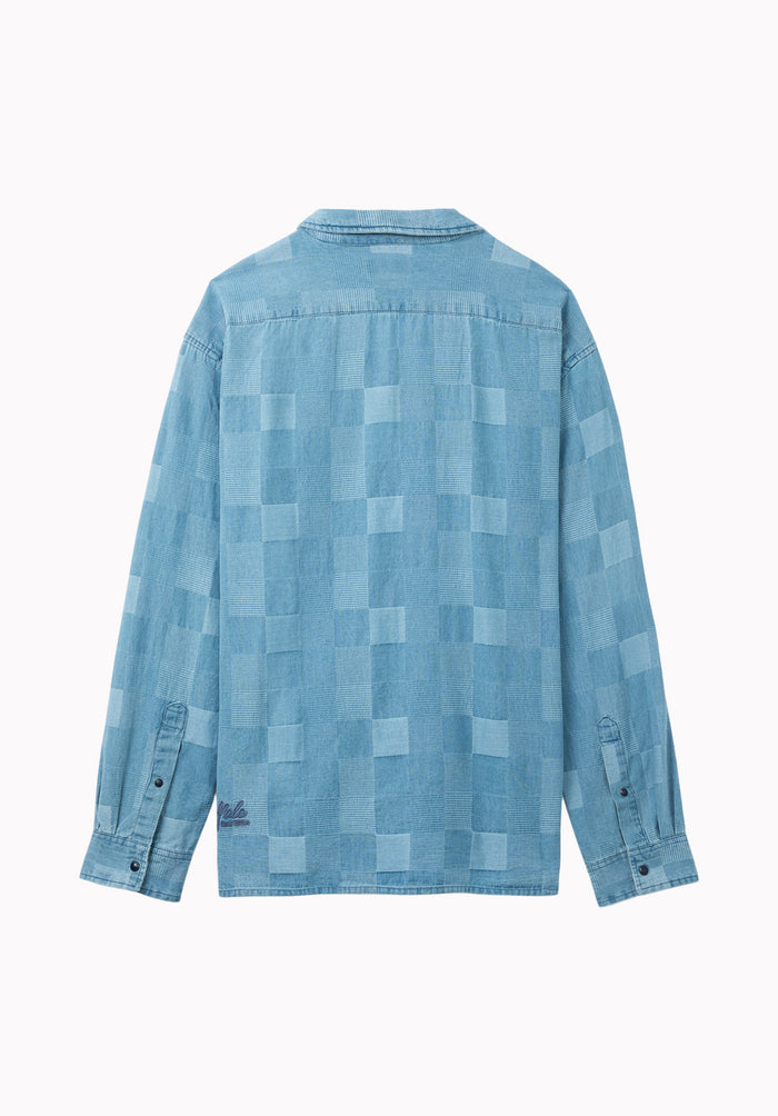 Stone Men's Long Sleeve Lightweight Denim Shirt, Vintage Indigo - BM24958