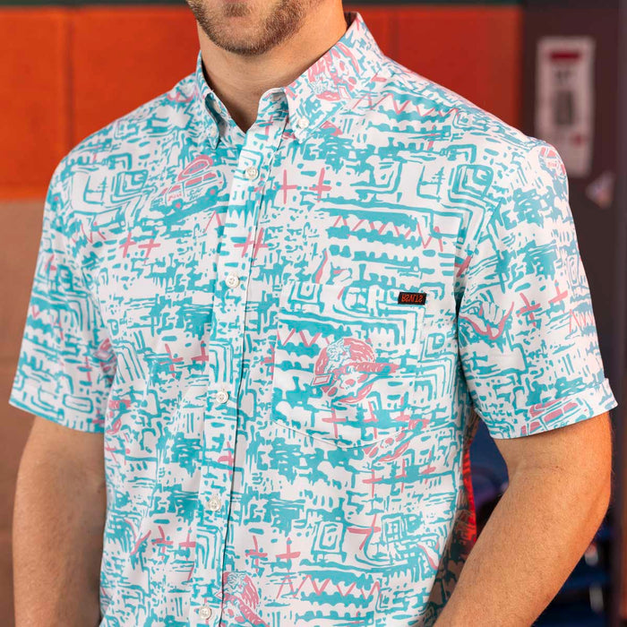 RSVLTS Stranger Things Short Sleeve Shirt Stranger Things "Surfer Boy Pizza " – KUNUFLEX Short Sleeve Shirt Stranger Things "Surfer Boy Pizza " – KUNUFLEX Short Sleeve Shirt