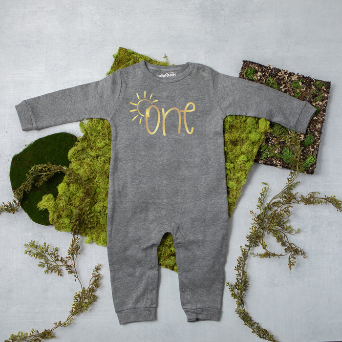 Sun "One" 1st Birthday Long Sleeve Romper
