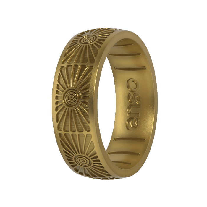 Etched Signature Silicone Ring - Sunburst Spiral - Antique Gold