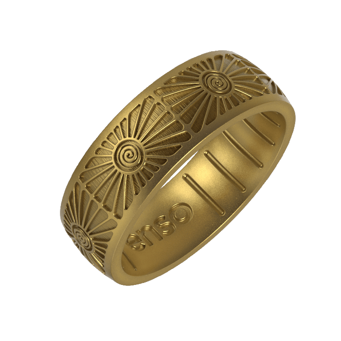 Etched Signature Silicone Ring - Sunburst Spiral - Antique Gold