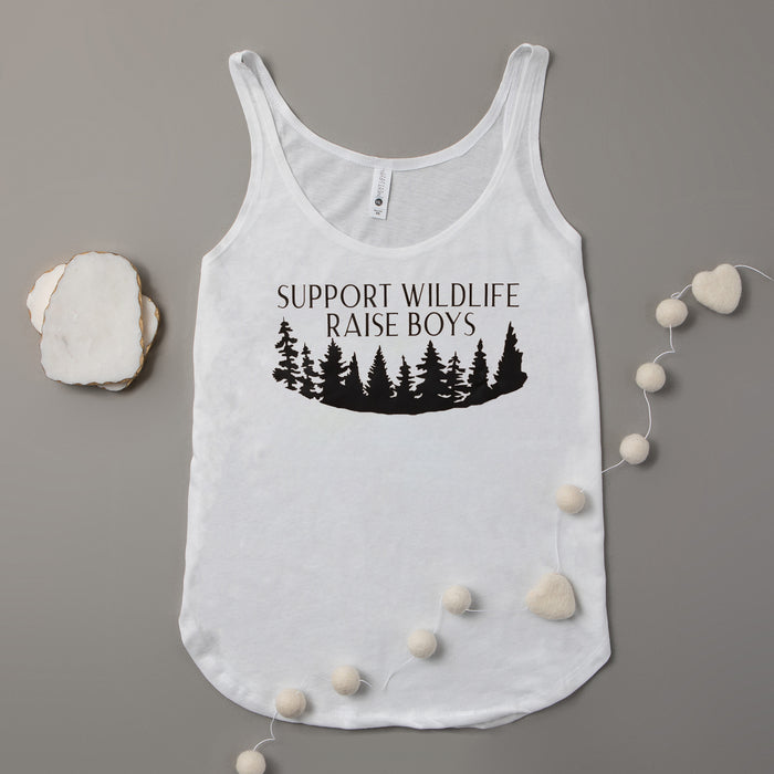 "Support Wildlife, Raise Boys" Mom of Boys Woman's Tank Top