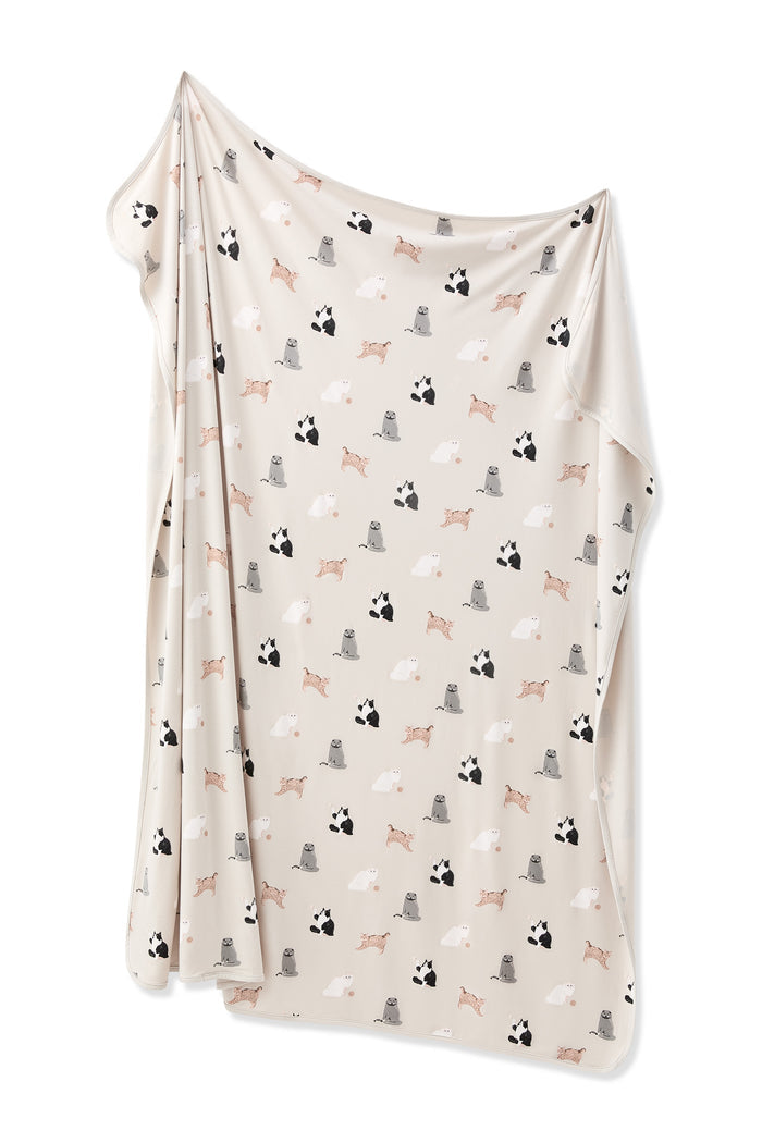 Swaddle Blanket in Fluffy Cat shown unswaddled