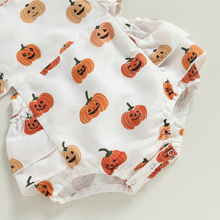 SWEET PUMPKIN Ruffle Romper with Headband