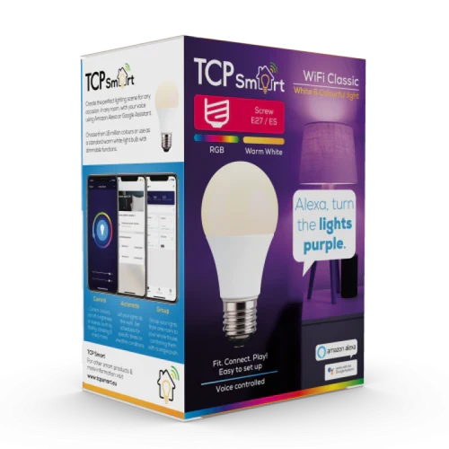 TCP Smart WiFi 9W BC/B22 LED Colour changing White Dimmable Bulb